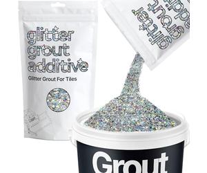Hemway Silver Holographic Stars & Moons Glitter Grout Additive 100g | for Adding Sparkle to Kitchen & Bathroom Tiles, Enhance Your Indoor Grouting Projects with a Durable Sparkly Effect