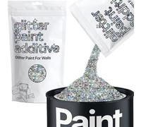 Hemway Silver Holographic Stars & Moons Glitter Paint Additive 100g | for Paints & Varnish | Paint Walls Sparkly Add to Emulsion, Acrylic or Lacquer Indoor