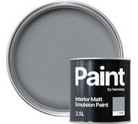 Hemway Slate Grey Paint 2.5 L, Indoor Matt Finish, One Coat, Wall Paint, Acrylic & Water-Based Emulsion, Quick Dry & High Coverage for the Kitchen, Bathroom & Bedroom Walls & Ceiling