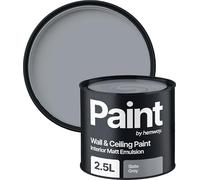 Hemway Slate Grey Paint 2.5 L, Indoor Matt Finish Wall Paint, Acrylic & Water-Based Emulsion, Quick Dry & High Coverage for the Kitchen, Bathroom & Bedroom Walls & Ceiling