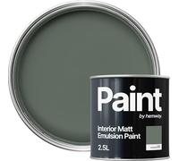Hemway Smoked Moss Green Paint 2.5 L, Indoor Matt Finish, One Coat, Wall Paint, Acrylic & Water-Based Emulsion, Quick Dry & High Coverage for the Kitchen, Bathroom & Bedroom Walls & Ceiling