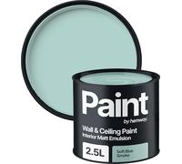 Hemway Soft Blue Smoke Paint 2.5 L, Indoor Matt Finish Wall Paint, Acrylic & Water-Based Emulsion, Quick Dry & High Coverage for the Kitchen, Bathroom & Bedroom Walls & Ceiling