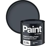 Hemway Soft Navy Blue Paint 2.5 L, Indoor Matt Finish Wall Paint, Acrylic & Water-Based Emulsion, Quick Dry & High Coverage for the Kitchen, Bathroom & Bedroom Walls & Ceiling