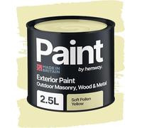 Hemway Soft Pollen Yellow Exterior Paint 2.5L, Outdoor Matt Finish, Acrylic & Water-Based Emulsion, Quick Dry & High Coverage for Walls, Wood, Metal, Fence, Masonry Paint Exterior & Furniture