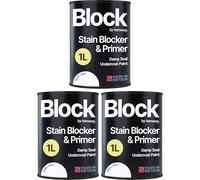 Hemway Stain Blocker Paint & Primer, Satin White 1L, Damp Seal Paint, Wood Primer, for Bathroom, Kitchen, Bedroom Walls & Ceilings, Damp Proof Undercoat Stain Block - 3 Pack