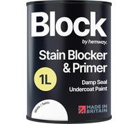 Hemway Stain Blocker Paint & Primer, Satin White 1L, Damp Seal Paint, Wood Primer, for Bathroom, Kitchen, Bedroom Walls & Ceilings, Damp Proof Undercoat Stain Block