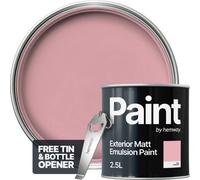 Hemway Sunset Pink Exterior Matt Acrylic Paint 2.5L Tin Durable Emulsion Outdoor British-Made Wood, Masonry, Shed, Fence