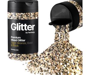 Hemway Tiger: Bronze, Gold & Black Mix Glitter Shaker, 100g Mixed Size