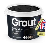 Hemway Tile Ready Mixed Grout & Fix Adhesive Jet Black Anti-Mould, Fade Resistant Kitchen, Bathroom, Shower, Wall, Floor, 4.5Kg
