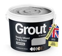 Hemway Tile Ready Mixed Grout & Fix Adhesive Light Grey Anti-Mould, Fade Resistant Kitchen, Bathroom, Shower, Wall, Floor, 4.5Kg