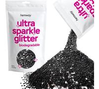 Hemway Ultra Sparkle Eco Friendly Biodegradable Glitter 100g - Black | Extra Chunky Plant-Based Metallic Flakes for Arts & Resin Crafts | Bio Supplies for Halloween Mask, Face, Nail Art