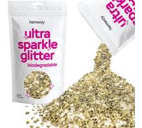 Hemway Ultra Sparkle Eco Friendly Biodegradable Glitter 100g - Champagne Gold | Super Chunky Plant-Based Metallic Flakes for Arts & Resin Crafts | Bio Supplies for Hair, Face, Body & Nail Art