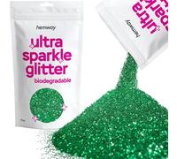 Hemway Ultra Sparkle Eco Friendly Biodegradable Glitter 100g - Emerald Green | Fine Plant-Based Metallic Flakes for Arts & Resin Crafts | Bio Supplies for Hair, Face, Body & Nail Art Decoration