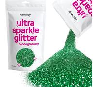 Hemway Ultra Sparkle Eco Friendly Biodegradable Glitter 100g - Emerald Green | Ultrafine Plant-Based Metallic Flakes for Arts & Resin Crafts | Bio Supplies for Hair, Face, Body & Nail Art Decoration