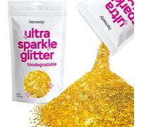 Hemway Ultra Sparkle Eco Friendly Biodegradable Glitter 100g - Gold | Extra Chunky Plant-Based Metallic Flakes for Arts & Resin Crafts | Bio Supplies for Hair, Face, Body & Nail Art Decoration
