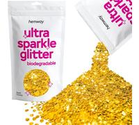 Hemway Ultra Sparkle Eco Friendly Biodegradable Glitter 100g - Gold | Super Chunky Plant-Based Metallic Flakes for Arts & Resin Crafts | Bio Supplies for Hair, Face, Body & Nail Art Decoration