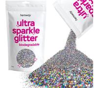 Hemway Ultra Sparkle Eco Friendly Biodegradable Glitter 100g - Gun Metal Grey Holographic | Fine Plant-Based Metallic Flakes for Arts & Resin Crafts | Bio Supplies for Hair, Face, Body & Nail Art