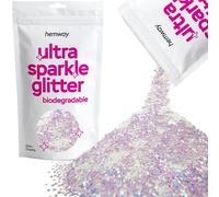 Hemway Ultra Sparkle Eco Friendly Biodegradable Glitter 100g - Mother of Pearl Iridescent | Extra Chunky Plant-Based Metallic Flakes for Arts & Resin Crafts | Bio Supplies for Halloween Mask, Art