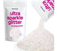 Hemway Ultra Sparkle Eco Friendly Biodegradable Glitter 100g - Mother of Pearl Iridescent | Fine Plant-Based Metallic Flakes for Arts & Resin Crafts | Bio Supplies for Halloween Mask, Face, Nail Art
