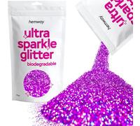 Hemway Ultra Sparkle Eco Friendly Biodegradable Glitter 100g - Purple Holographic | Fine Plant-Based Metallic Flakes for Arts & Resin Crafts | Bio Supplies for Halloween Mask, Face, Nail Art