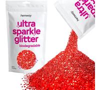 Hemway Ultra Sparkle Eco Friendly Biodegradable Glitter 100g - Red | Extra Chunky Plant-Based Metallic Flakes for Arts & Resin Crafts | Bio Supplies for Hair, Face, Body & Nail Art Decoration
