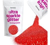 Hemway Ultra Sparkle Eco Friendly Biodegradable Glitter 100g - Red | Ultrafine Plant-Based Metallic Flakes for Arts & Resin Crafts | Bio Supplies for Halloween Mask, Face, Nail Art
