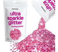 Hemway Ultra Sparkle Eco Friendly Biodegradable Glitter 100g - Rose Pink | Super Chunky Plant-Based Metallic Flakes for Arts & Resin Crafts | Bio Supplies for Hair, Face, Body & Nail Art Decoration