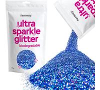 Hemway Ultra Sparkle Eco Friendly Biodegradable Glitter 100g - Sapphire Blue Holographic | Fine Plant-Based Metallic Flakes for Arts & Resin Crafts | Bio Supplies for Hair, Face, Body & Nail Art