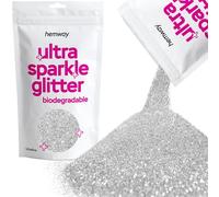 Hemway Ultra Sparkle Eco Friendly Biodegradable Glitter 100g - Silver | Ultrafine Plant-Based Metallic Flakes for Arts & Resin Crafts | Bio Supplies for Hair, Face, Body & Nail Art Decoration