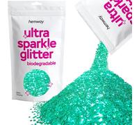 Hemway Ultra Sparkle Eco Friendly Biodegradable Glitter 100g - Turquoise Blue Holographic | Extra Chunky Plant-Based Metallic Flakes for Arts & Resin Crafts | Bio Supplies for Hair, Face & Nail Art