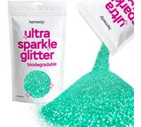 Hemway Ultra Sparkle Eco Friendly Biodegradable Glitter 100g - Turquoise Blue Holographic | Ultrafine Plant-Based Metallic Flakes for Arts & Resin Crafts | Bio Supplies for Hair, Face & Nail Art