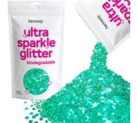 Hemway Ultra Sparkle Eco Friendly Biodegradable Glitter 100g - Turquoise Blue | Super Chunky Plant-Based Metallic Flakes for Arts & Resin Crafts | Bio Supplies for Hair, Face, Body & Nail Art