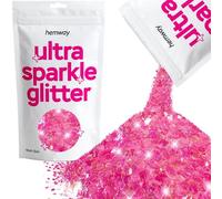 Hemway Ultra Sparkle Glitter Baby Pink Iridescent 100g Multi Size | Glitter for Arts & Craft, Makeup, Nail Art, Crafting, Card Making, Sparkle Decoration