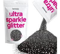 Hemway Ultra Sparkle Glitter - Black | 100g Chunky Metallic Flakes for Resin & Epoxy Crafts | Supplies for Halloween Craft and Decorations, Autumn Decor, Masks, Nails, Face, Art