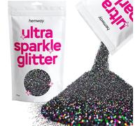 Hemway Ultra Sparkle Glitter - Black Holographic | Fine Metallic Flakes for Resin & Epoxy Crafts | Supplies for Tumblers, Festival, Hair, Face, Body, Eye & Nail Art Decoration | 100 g
