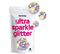 Hemway Ultra Sparkle Glitter - Circle | 50g Silver Holographic Metallic Flake Sequins for Resin & Epoxy Crafts | Supplies for Halloween Craft and Decorations, Autumn Decor, Masks, Nails, Face, Art