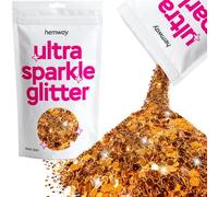 Hemway Ultra Sparkle Glitter - Copper | 100g Multi Size Metallic Flakes for Resin & Epoxy Crafts | Supplies for Tumblers, Festival, Hair, Face, Body, Eye & Nail Art Decoration