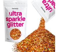 Hemway Ultra Sparkle Glitter - Copper Holographic | 100g Extra Chunky Metallic Flakes for Resin & Epoxy Crafts | Supplies for Halloween Craft and Decorations, Autumn Decor, Masks, Nails, Face, Art