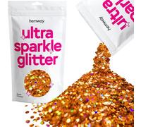 Hemway Ultra Sparkle Glitter - Copper Holographic | 100g Super Chunky Metallic Flakes for Resin & Epoxy Crafts | Supplies for Halloween Craft and Decorations, Autumn Decor, Masks, Nails, Face, Art