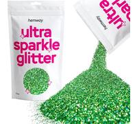 Hemway Ultra Sparkle Glitter - Emerald Green Holographic | 100g Fine Metallic Flakes for Resin & Epoxy Crafts | Supplies for Tumblers, Festival, Hair, Face, Body, Eye & Nail Art Decoration