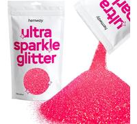 Hemway Ultra Sparkle Glitter Fluorescent Pink 100g Microfine | Glitter for Arts & Craft, Makeup, Nail Art, Crafting, Card Making, Sparkle Decoration
