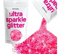 Hemway Ultra Sparkle Glitter Fluorescent Pink 100g Multi Size | Glitter for Arts & Craft, Makeup, Nail Art, Crafting, Card Making, Sparkle Decoration