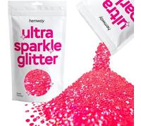 Hemway Ultra Sparkle Glitter Fluorescent Pink 100g Super Chunky | Glitter for Arts & Craft, Makeup, Nail Art, Crafting, Card Making, Sparkle Decoration