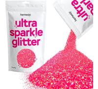Hemway Ultra Sparkle Glitter - Fluorescent Pink | Chunky Metallic Flakes for Resin & Epoxy Crafts | Supplies for Tumblers, Festival, Hair, Face, Body, Eye & Nail Art Decoration | 100 g