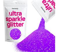 Hemway Ultra Sparkle Glitter - Fluorescent Purple | Ultrafine Metallic Flakes for Resin & Epoxy Crafts | Supplies for Tumblers, Festival, Hair, Face, Body, Eye & Nail Art Decoration | 100 g