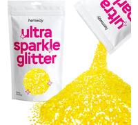 Hemway Ultra Sparkle Glitter - Fluorescent Yellow | 100g Extra Chunky Metallic Flakes for Resin & Epoxy Crafts | Supplies for Tumblers, Festival, Hair, Face, Body, Eye & Nail Art Decoration