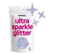 Hemway Ultra Sparkle Glitter - Four Point Star | Mother of Pearl Iridescent Metallic Flake Sequins for Resin & Epoxy Crafts | Craft Supplies for Tumblers, Festival, Face, Body, Eye & Nail Art | 50 g