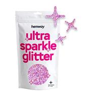 Hemway Ultra Sparkle Glitter - Four Point Star | 50g Pink Holographic Metallic Flake Sequins for Resin & Epoxy Crafts | Craft Supplies for Tumblers, Festival, Face, Body, Eye & Nail Art Decoration