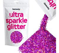 Hemway Ultra Sparkle Glitter - Fuchsia Black Holographic Mix | 100g Mixed Metallic Flakes for Resin & Epoxy Crafts | Supplies for Tumblers, Festival, Hair, Face, Body, Eye & Nail Art Decoration