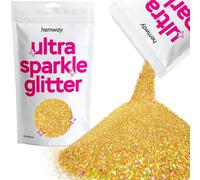 Hemway Ultra Sparkle Glitter Gold Holographic 100g | Glitter for Arts & Craft, Makeup, Nail Art, Crafting, Card Making, Sparkle Decoration